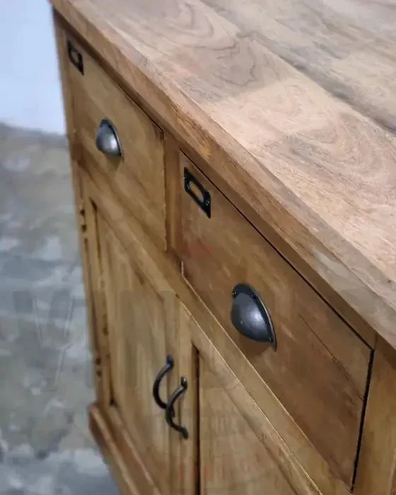 Commode campagnard en bois de manguier fini patine naturel - Image 9