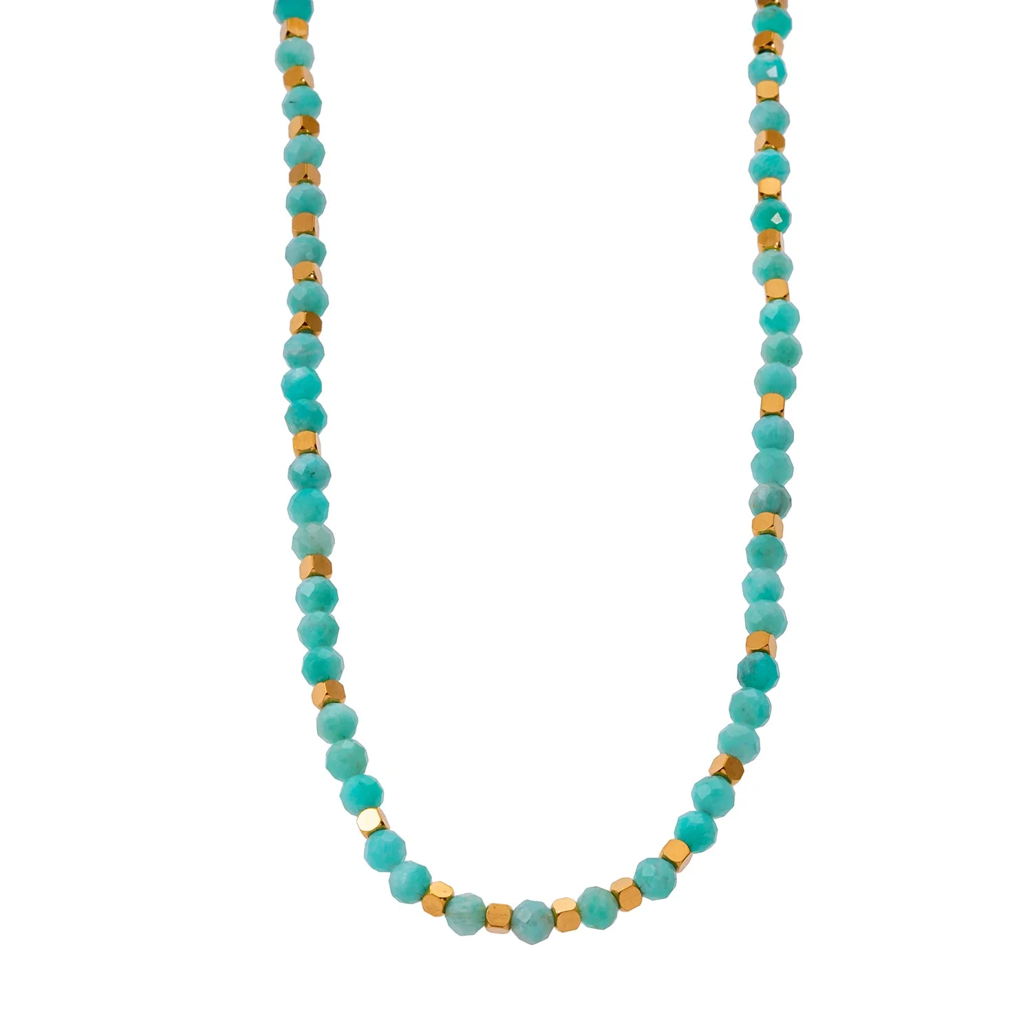 CONSTANCE: Amazonite Stones & Gold Beaded Necklace - Image 4