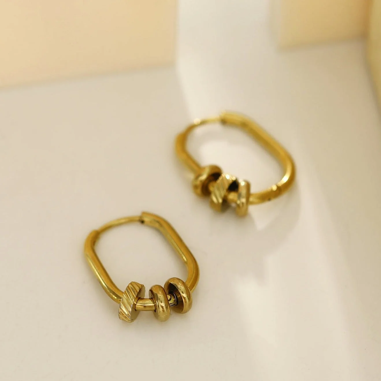 CORETTA Rectangle Beaded Hoops - Image 7