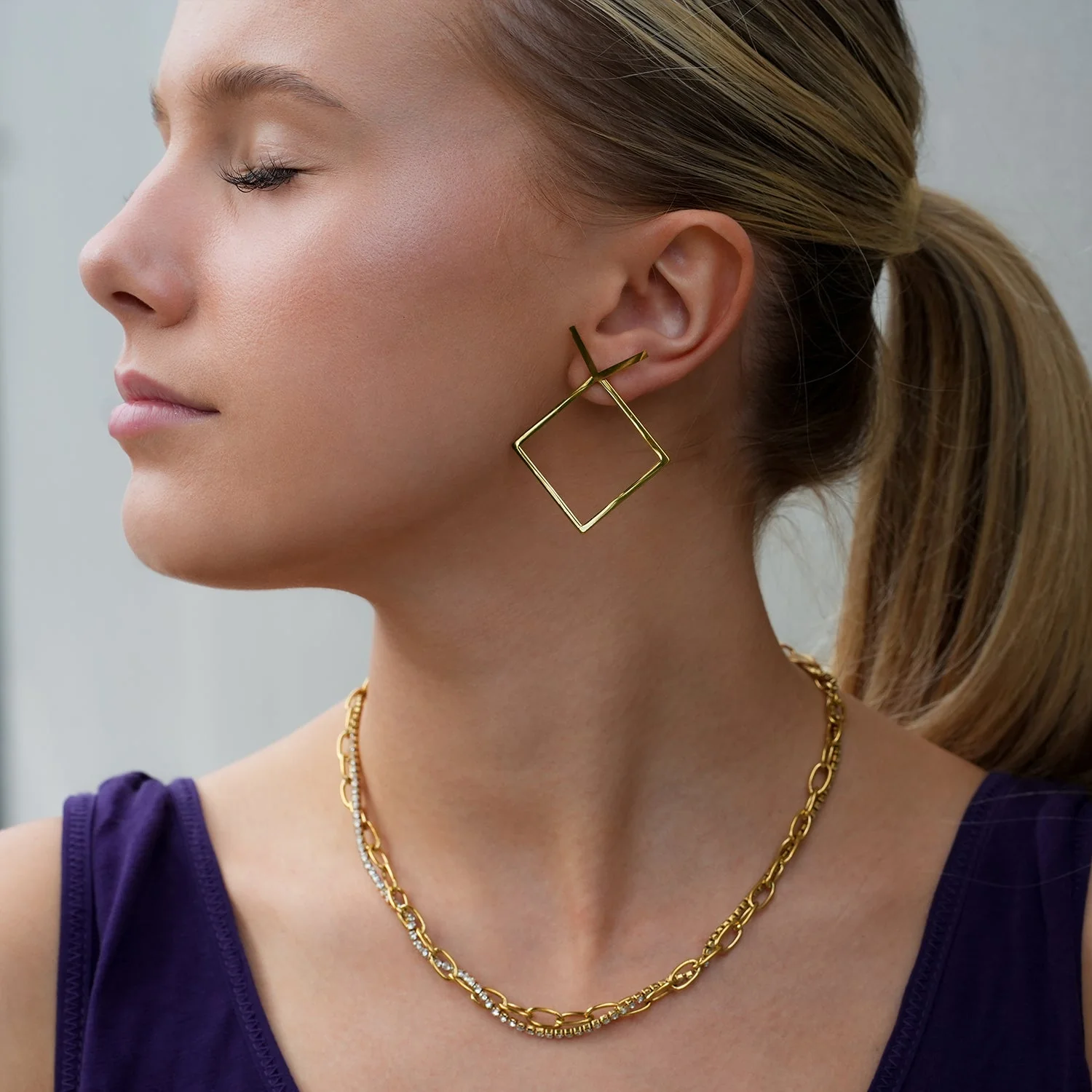 COSTINA: Geometric Hoop & Stud Combo Earrings - Image 6