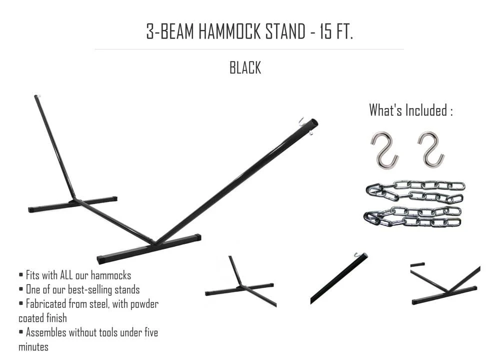 Cotton Rope Hammock with 3-Beam Stand - Image 13
