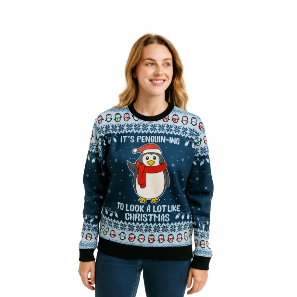 Couple - Cute Penguin Sweater with Pom Pom - Image 4