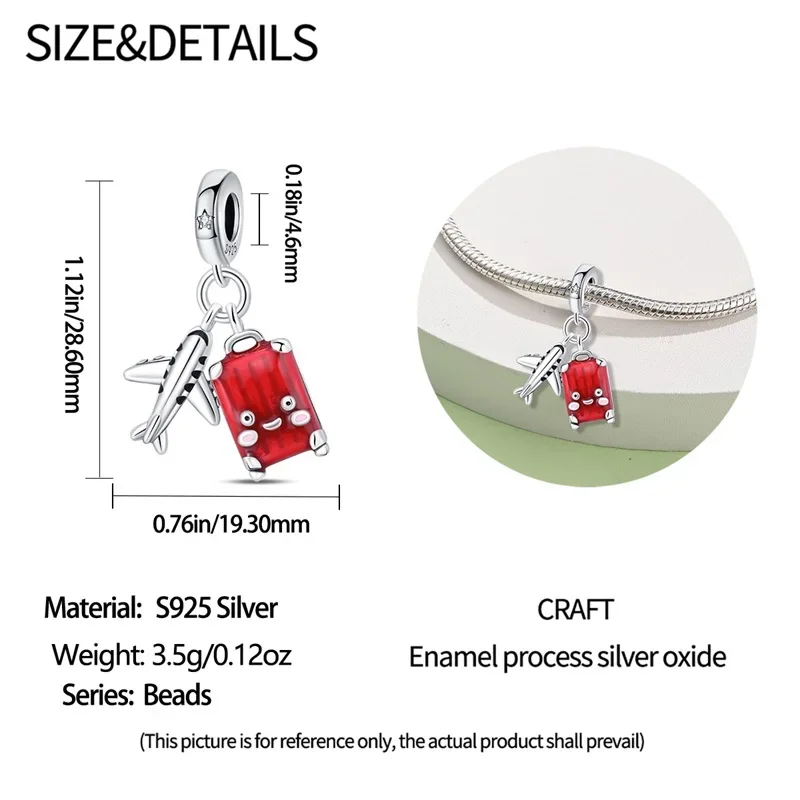 Crimson Horizons Sterling Silver Travel Charm - Image 4