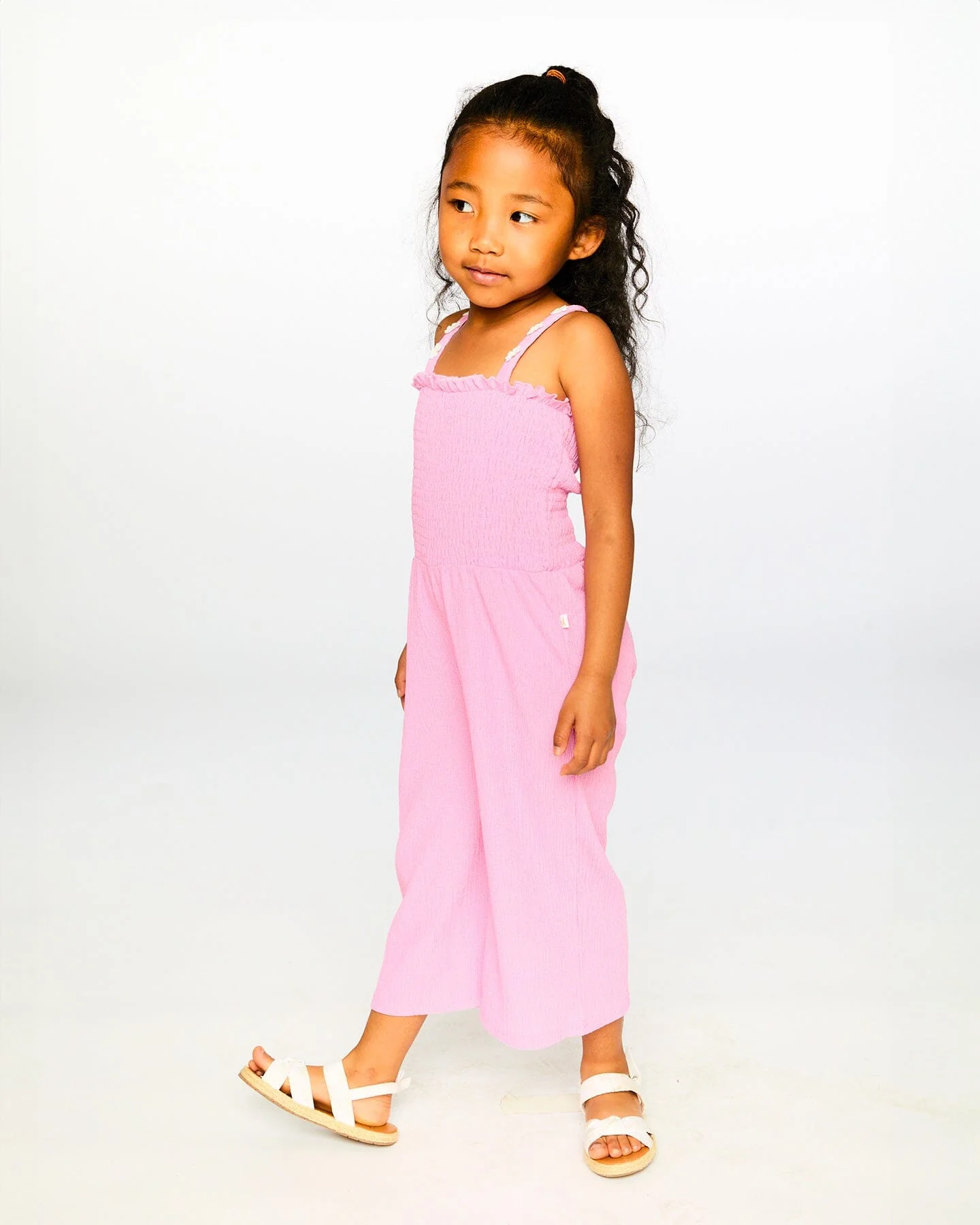 Crinkle Jersey Jumpsuit With Smocking Pink - Image 2