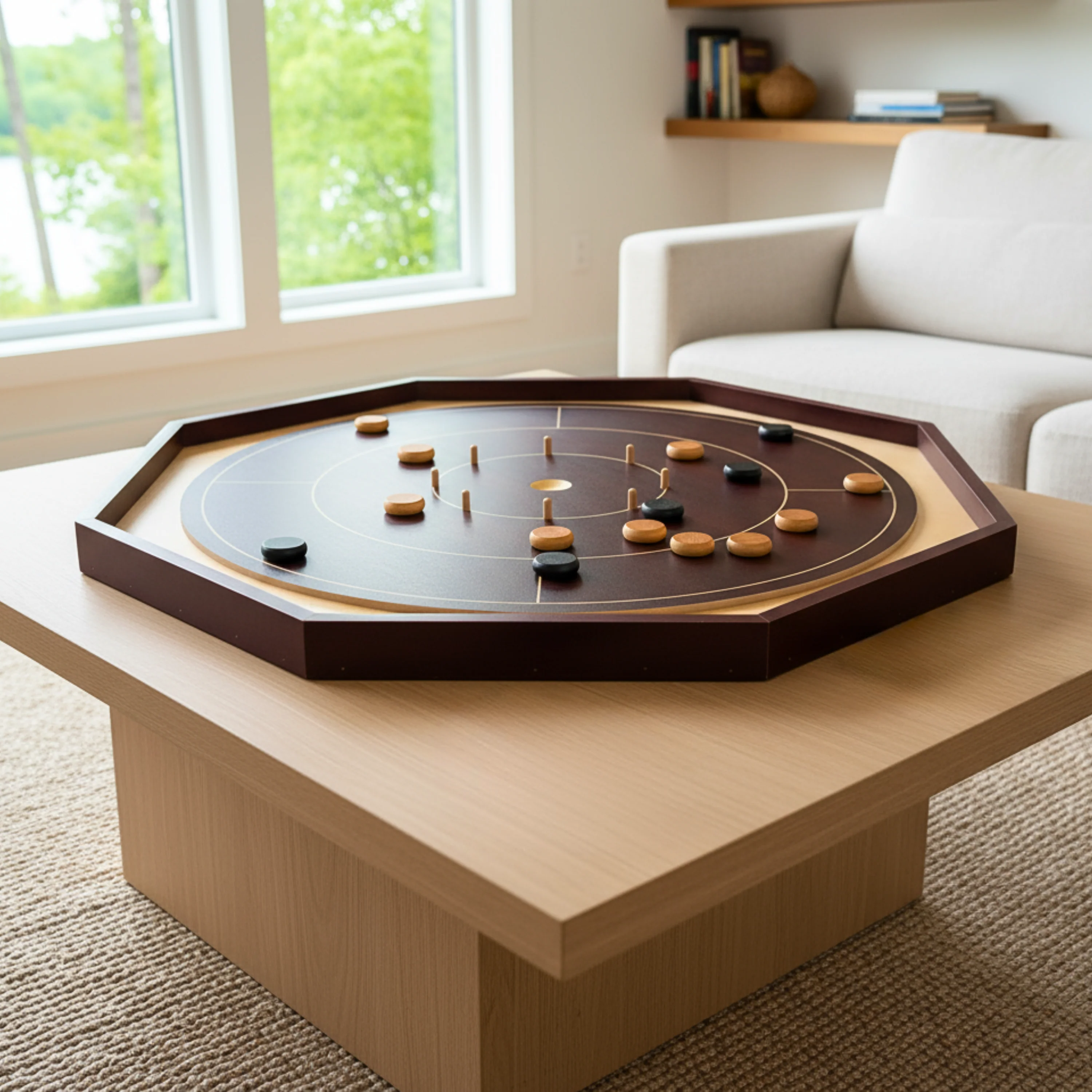 Crokinole Board For Beginners by Crokinole Canada - Shiraz Cherry & Maple Melamine - Traditional Crokinole Board Game Set - Image 5