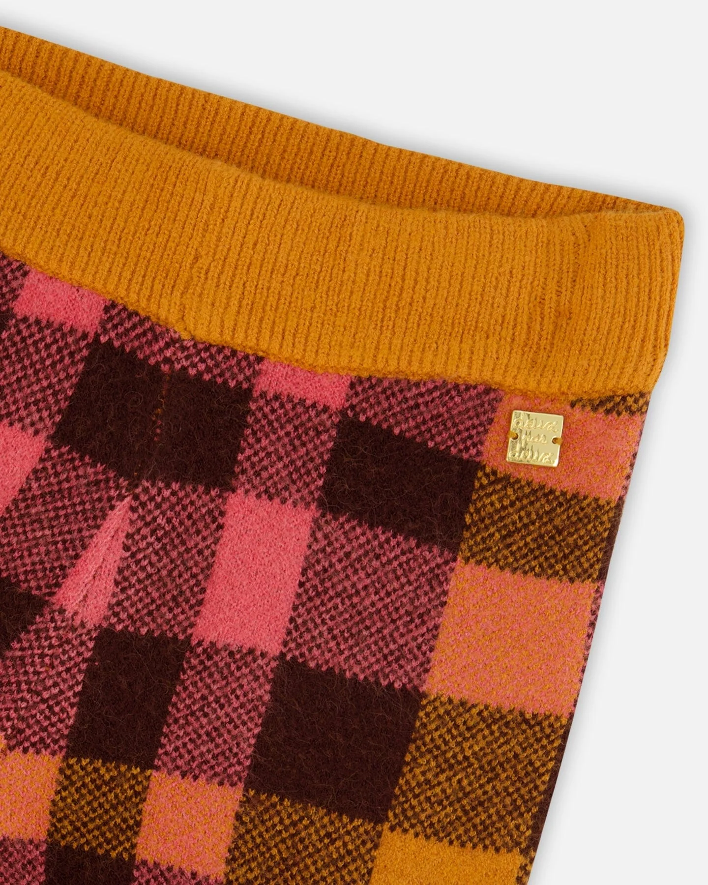 Cropped Wide Leg Pant Plaid Magenta And Brown - Image 5