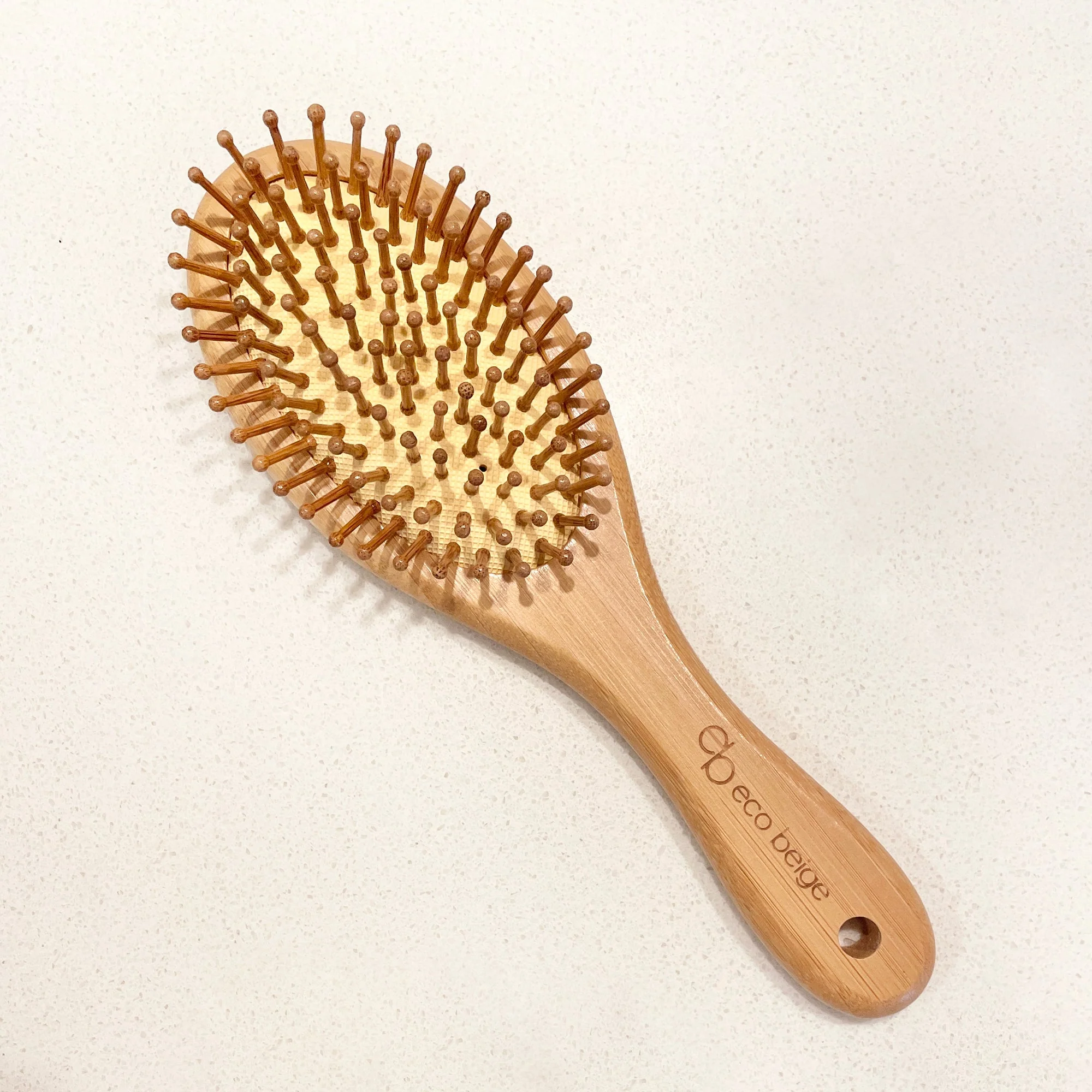 Cushioned Bamboo Hair Brush- Oval Mini - Image 3
