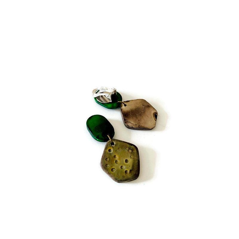 Cute Clay Stud Earrings Painted in Two Colors - Image 10