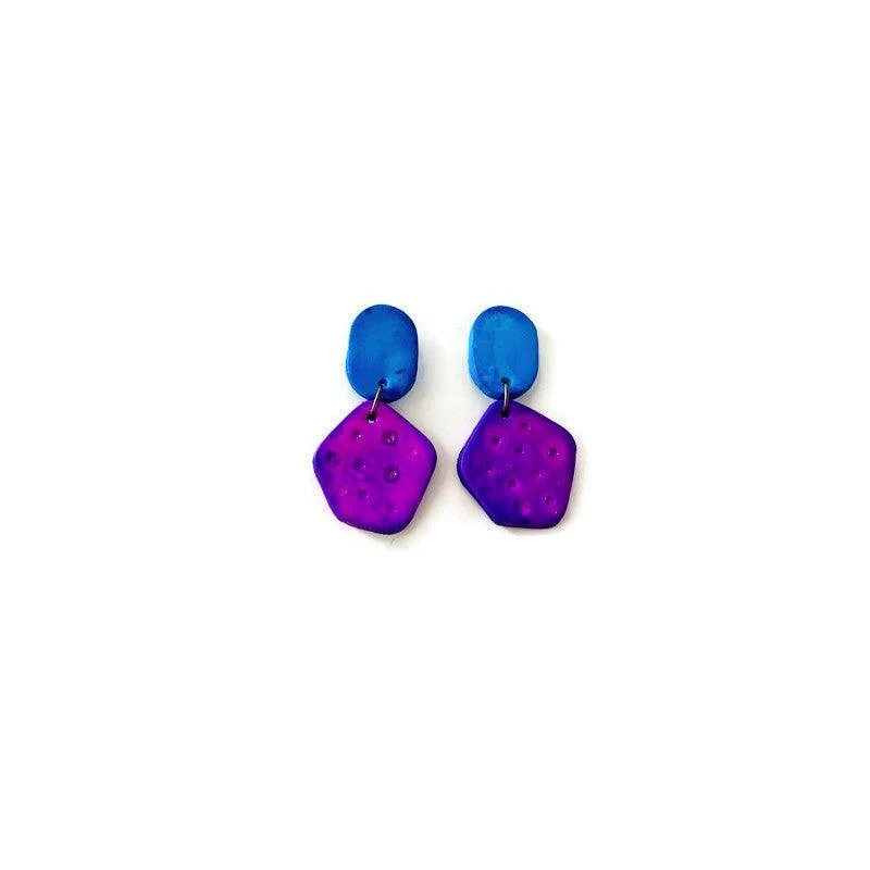 Cute Clay Stud Earrings Painted in Two Colors - Image 11