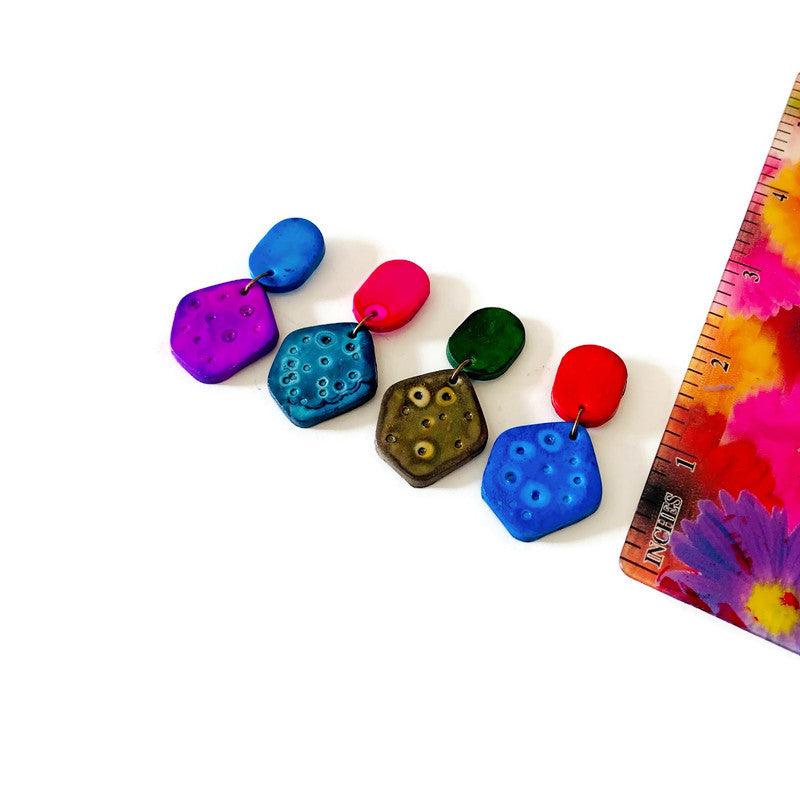 Cute Clay Stud Earrings Painted in Two Colors - Image 4