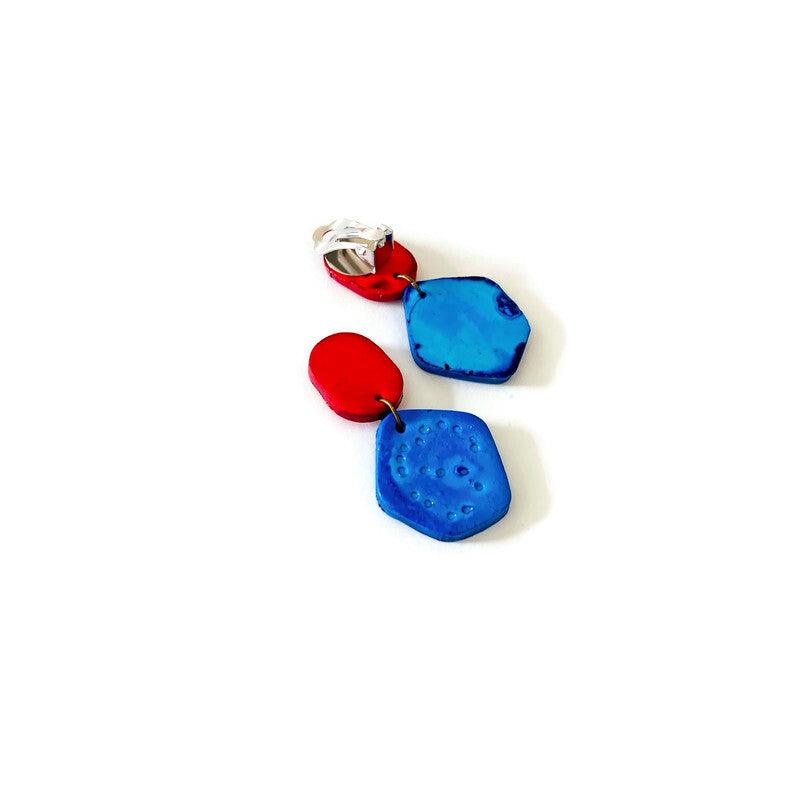 Cute Clay Stud Earrings Painted in Two Colors - Image 8