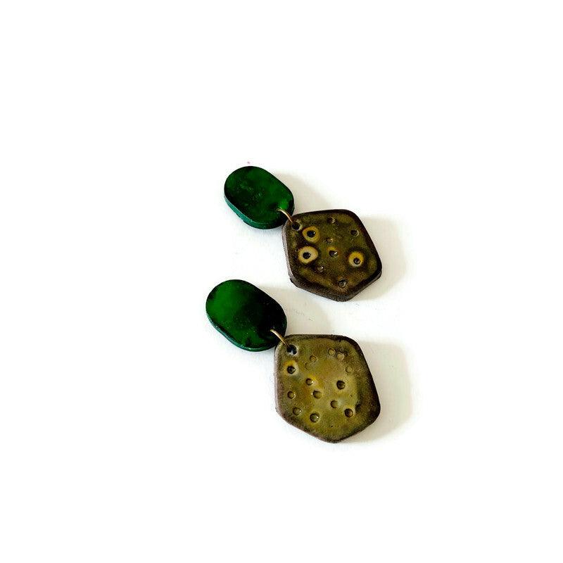 Cute Clay Stud Earrings Painted in Two Colors - Image 9