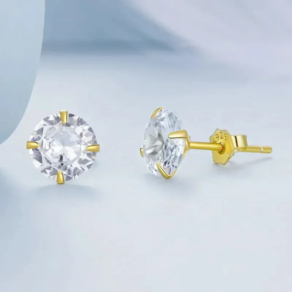 Cz Stud Earrings - 925 Sterling Silver Platinum Plated - Round Cubic Zirconia Hypoallergenic Earrings 4Mm 5Mm 6Mm 7Mm Bse166 - Image 16