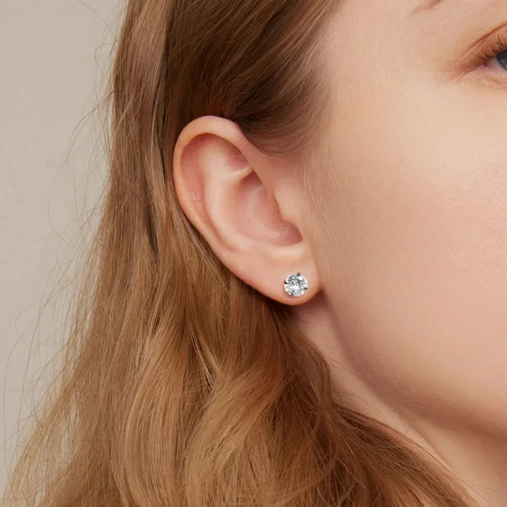 Cz Stud Earrings - 925 Sterling Silver Platinum Plated - Round Cubic Zirconia Hypoallergenic Earrings 4Mm 5Mm 6Mm 7Mm Bse166 - Image 23