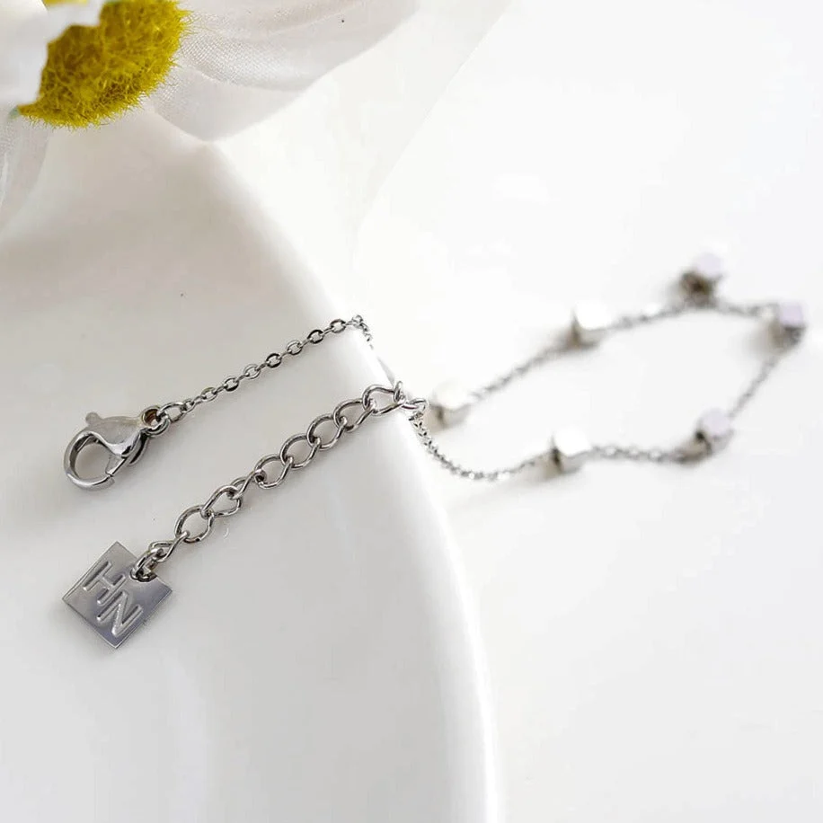 DARBY: Square Bead Silver Bracelet - Image 10