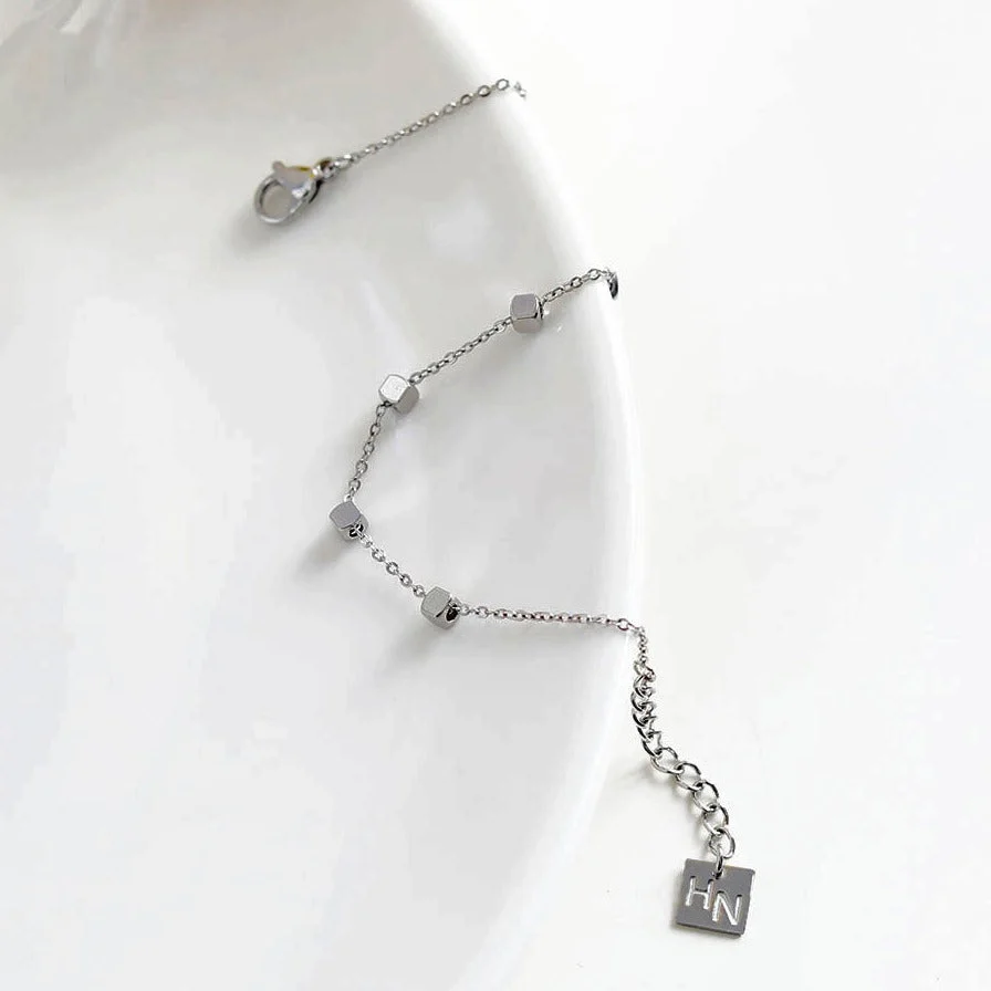 DARBY: Square Bead Silver Bracelet - Image 11