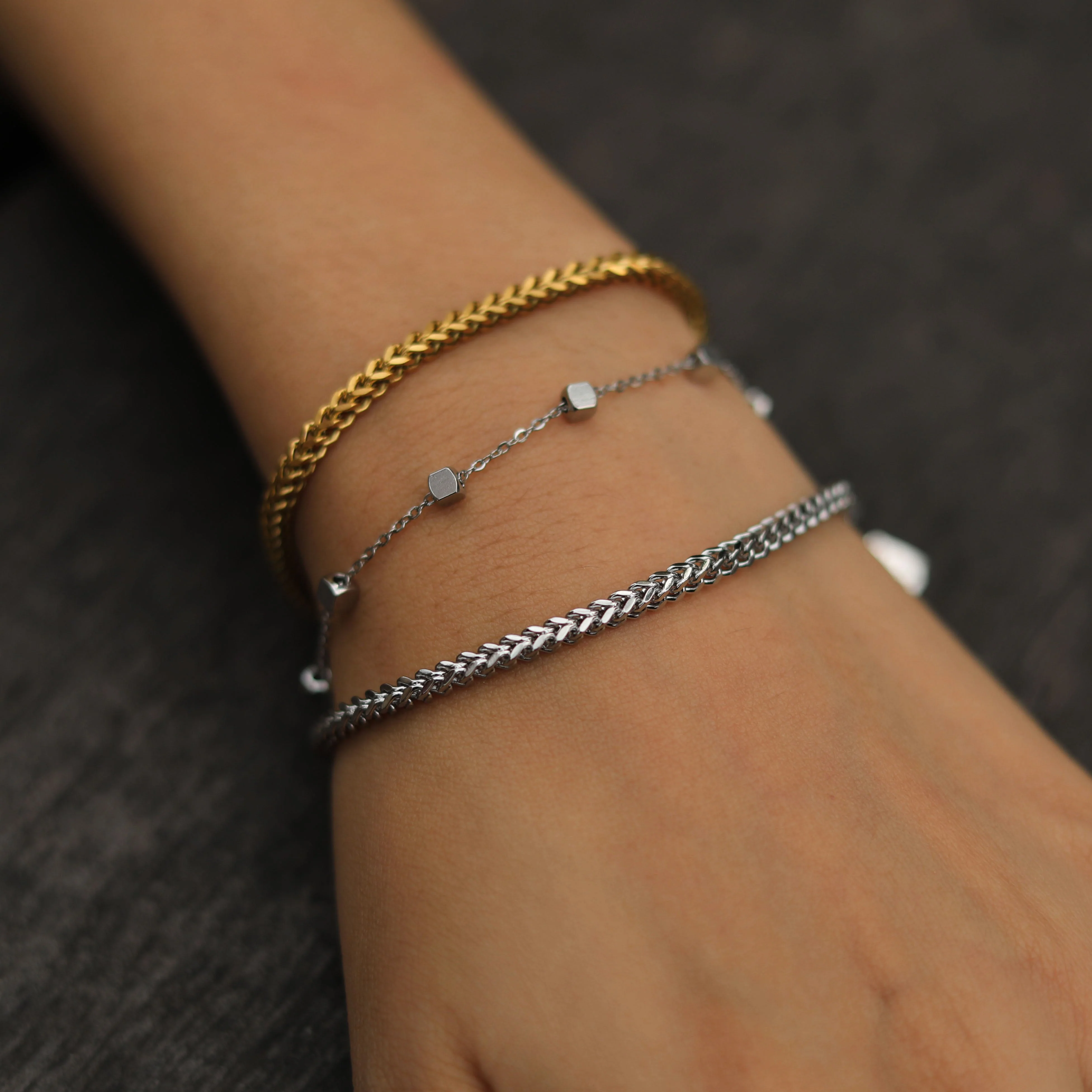 DARBY: Square Bead Silver Bracelet - Image 8