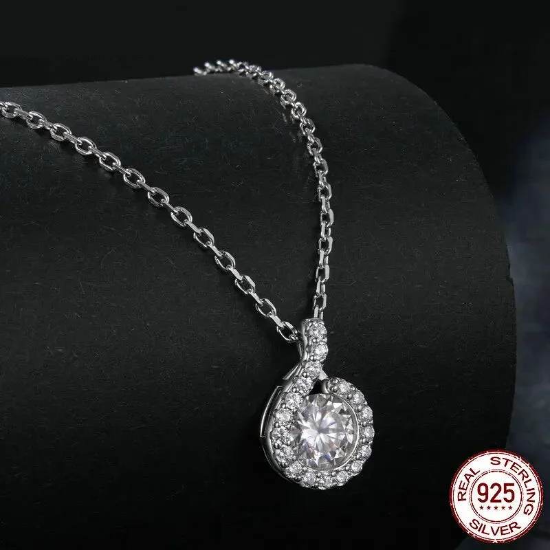 Dazzling 1ct Moissanite Sterling Silver Pendant Necklace - Image 5