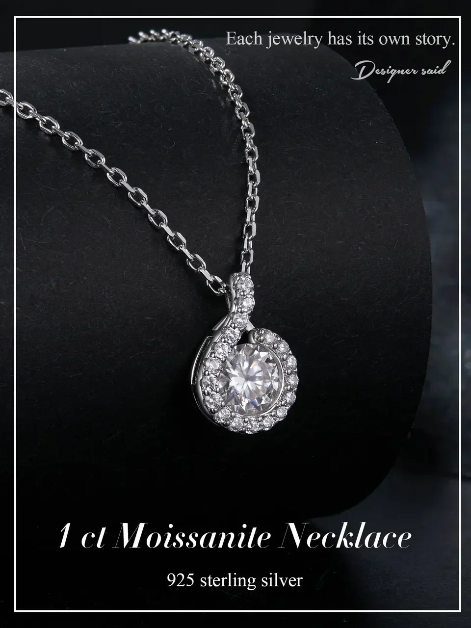 Dazzling 1ct Moissanite Sterling Silver Pendant Necklace - Image 7