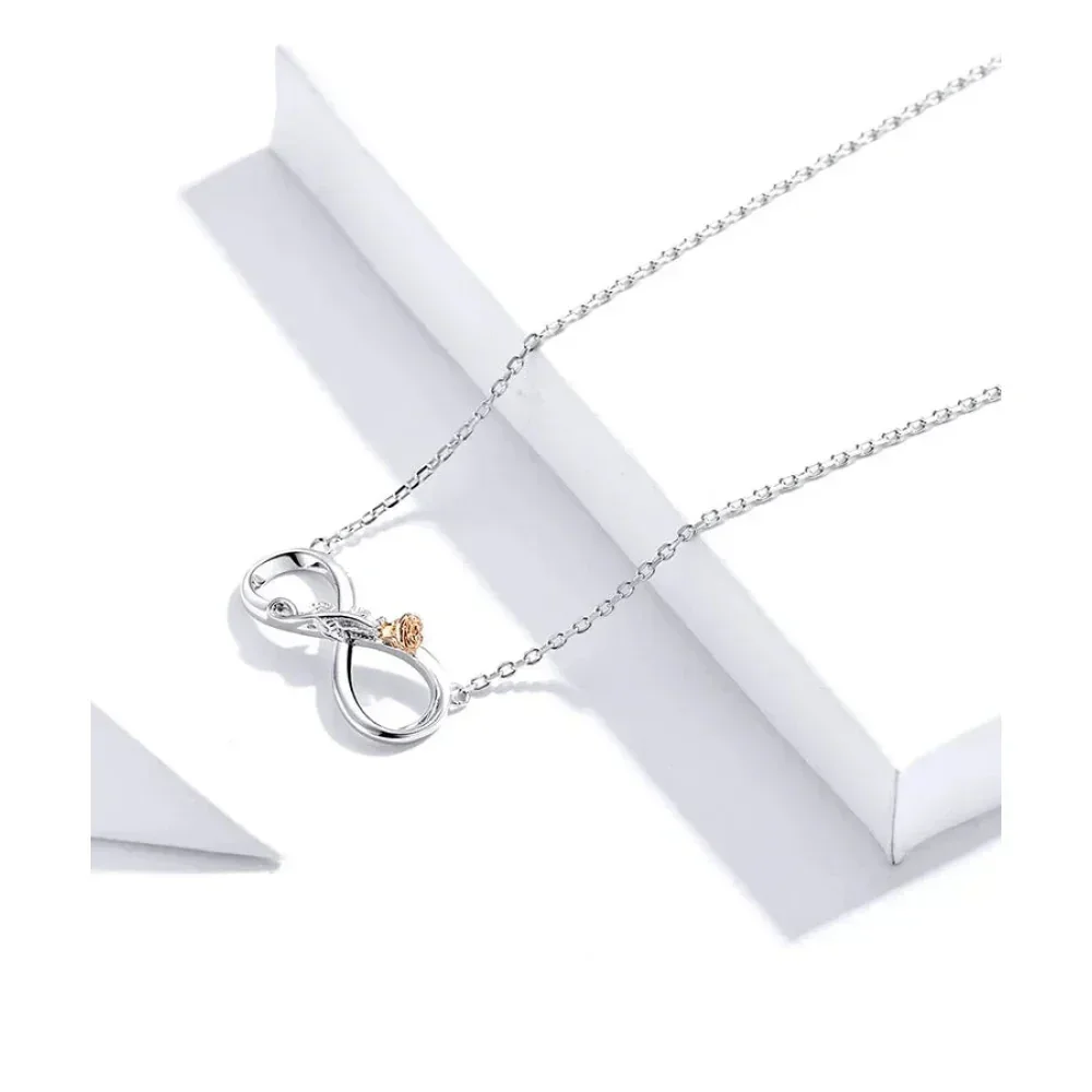 Delicate Rose: Sterling Silver Choker Necklace with Infinity Design - Image 6