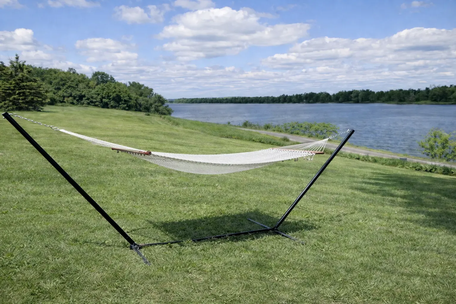 Deluxe Polyester Rope Hammock with 3-Beam Stand - Image 11