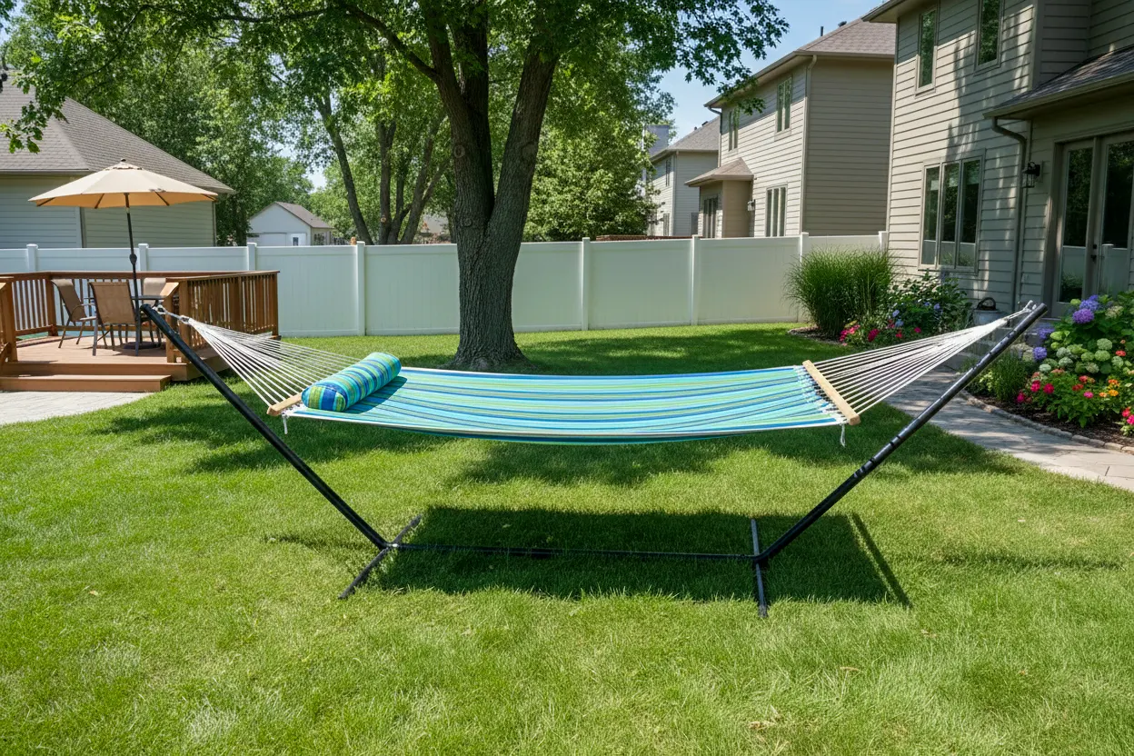 Deluxe Quilted Hammock with 3-Beam Stand - Image 7