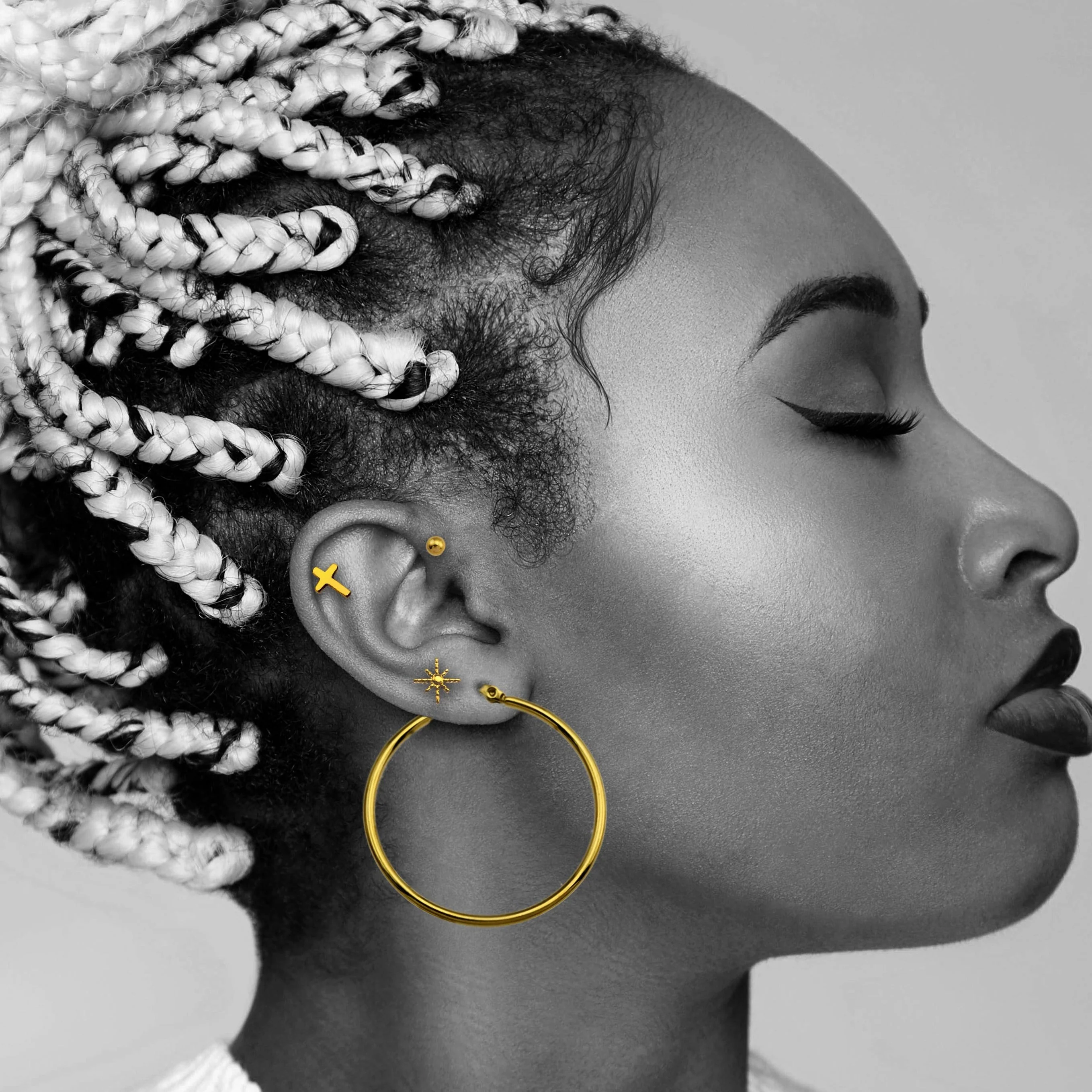 DESTINY Gold: Classic 3-Pair Rounded Bead Stud Set - Image 9