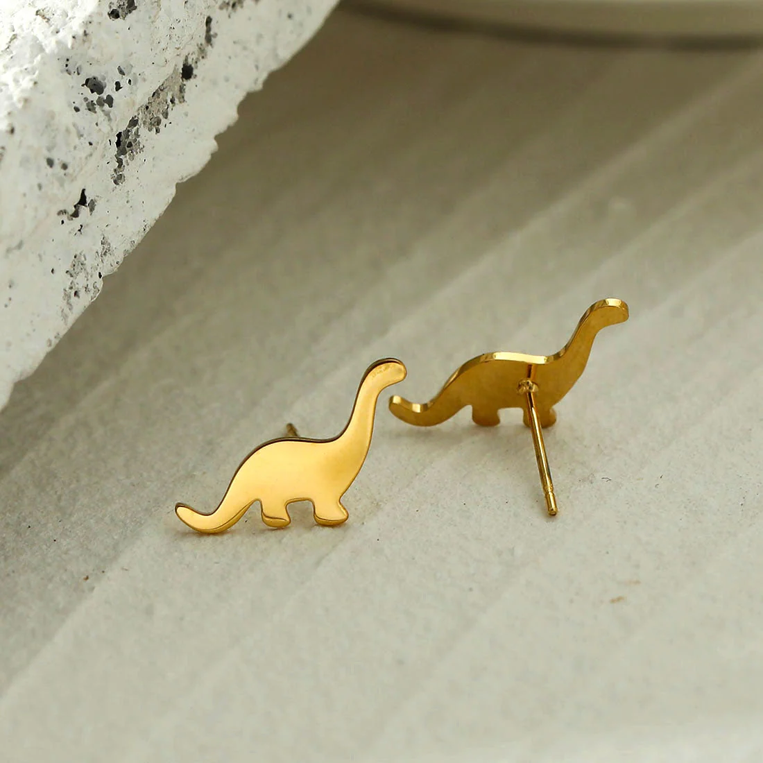 DINO: Dinosaur Stud Earrings in Gold - Image 5