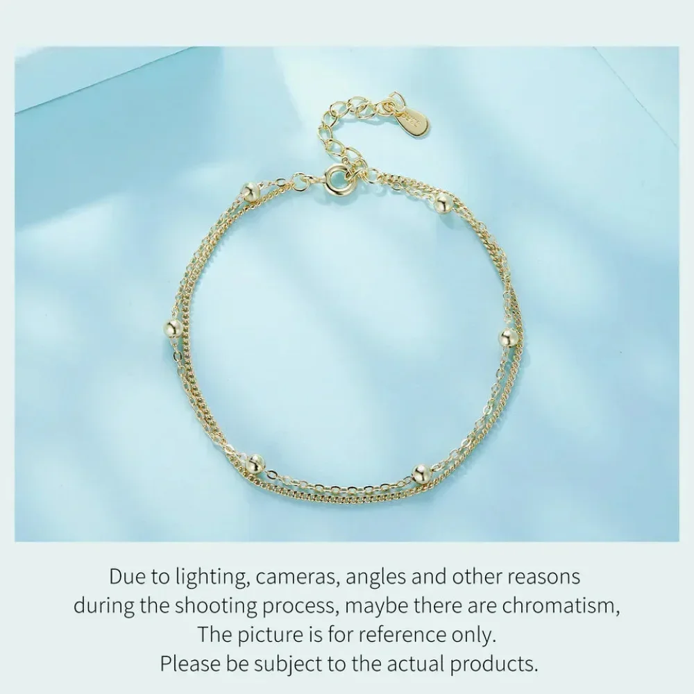 925 Sterling Silver Double Bead Chain Bracelet - Image 18