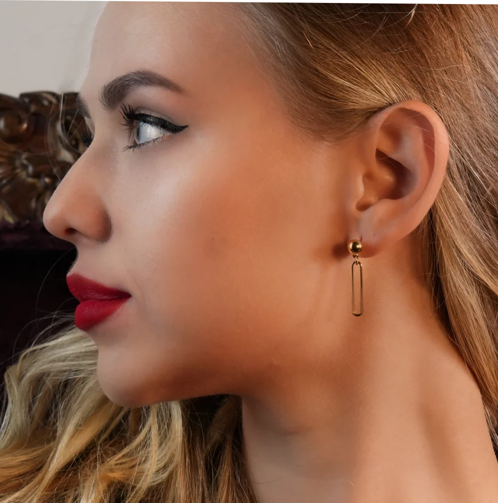 DULCE: Contemporary Paper-Clip & Ball-Bead Earrings - Image 2