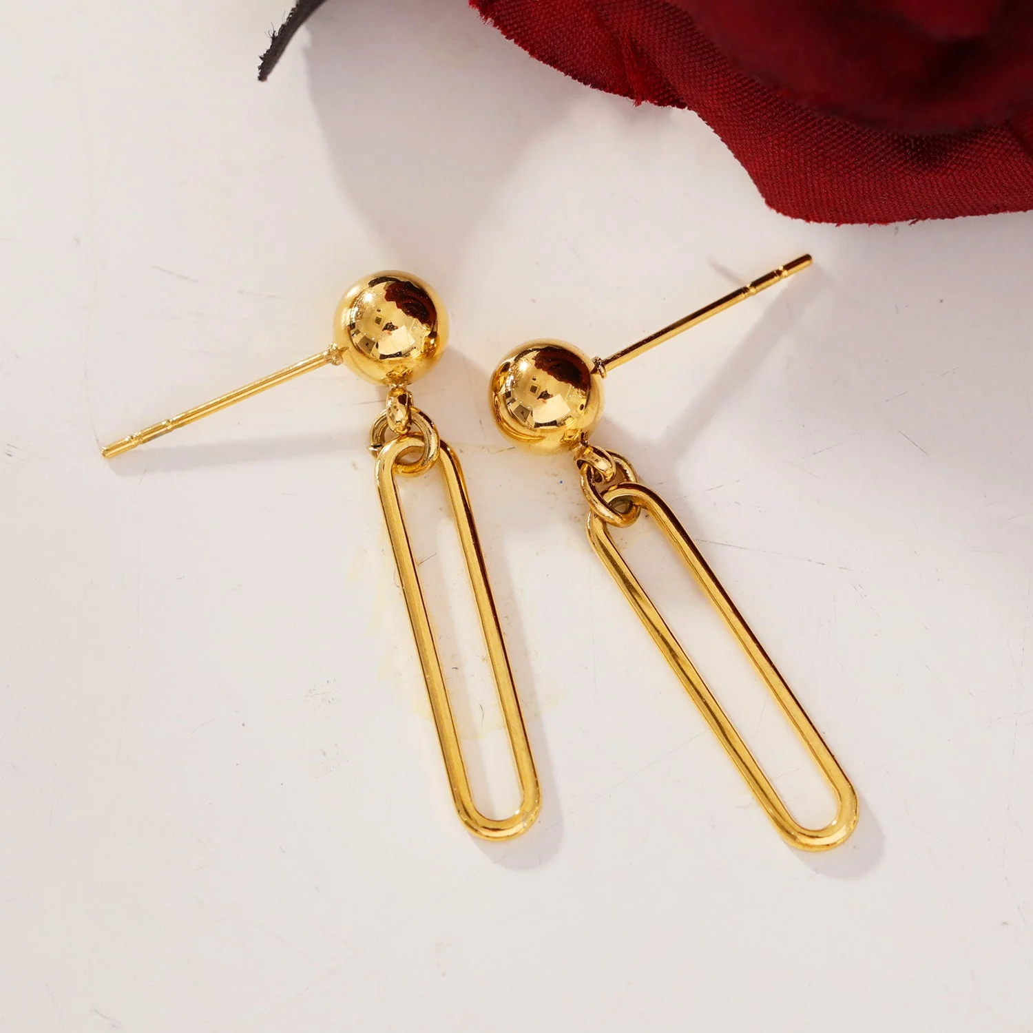 DULCE: Contemporary Paper-Clip & Ball-Bead Earrings - Image 4