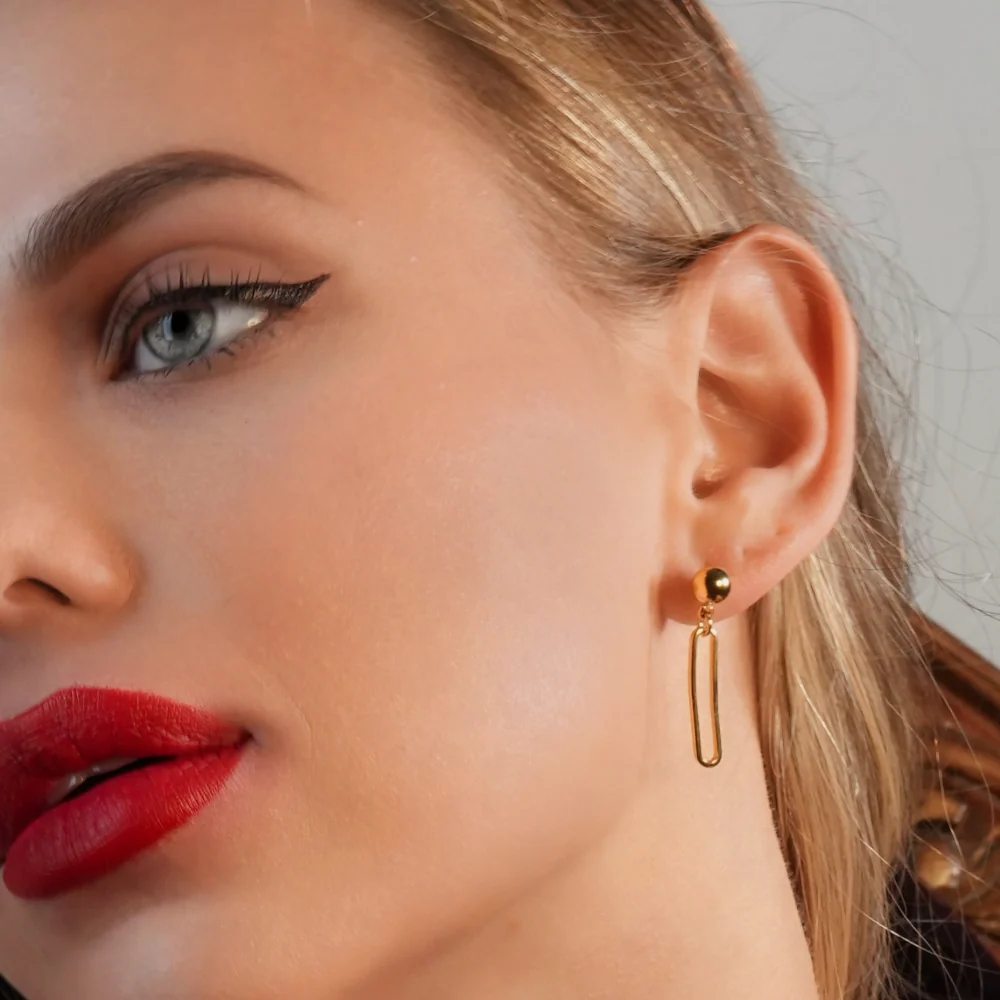 DULCE: Contemporary Paper-Clip & Ball-Bead Earrings - Image 5