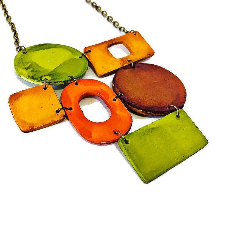 Earth Tone Statement Jewelry Set with Geometric Style - Image 4