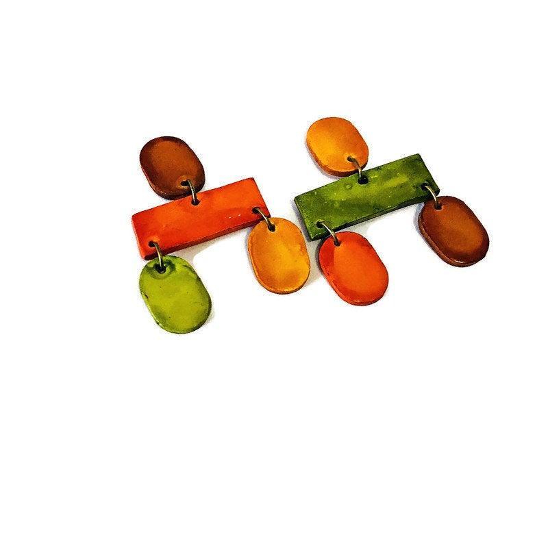 Earth Tone Statement Jewelry Set with Geometric Style - Image 6