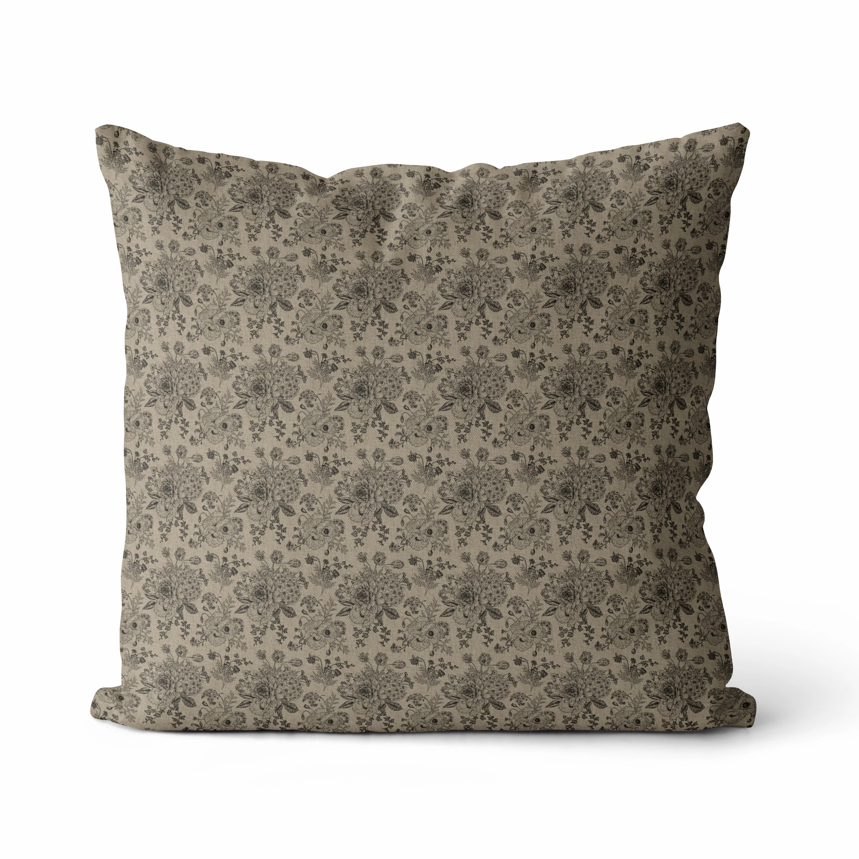 Elizabeth Pillow Cover | Neutral Vintage Style Floral Pillow Cover - Image 3