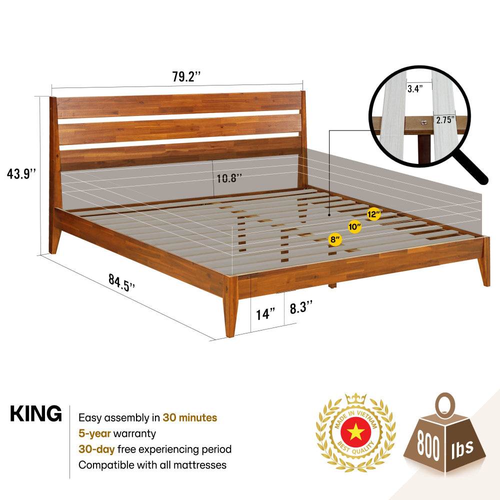 Emery Deluxe Wood Platform Bed Frame - Image 3