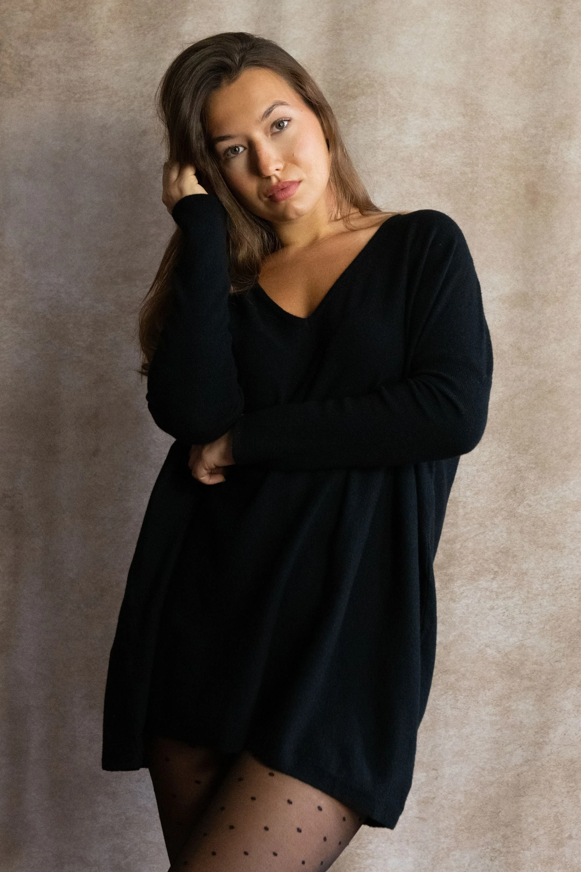 Emma V-Neck Oversize Sweater Long Sleeve Loose Fit Soft Knit Casual Cozy - Image 13