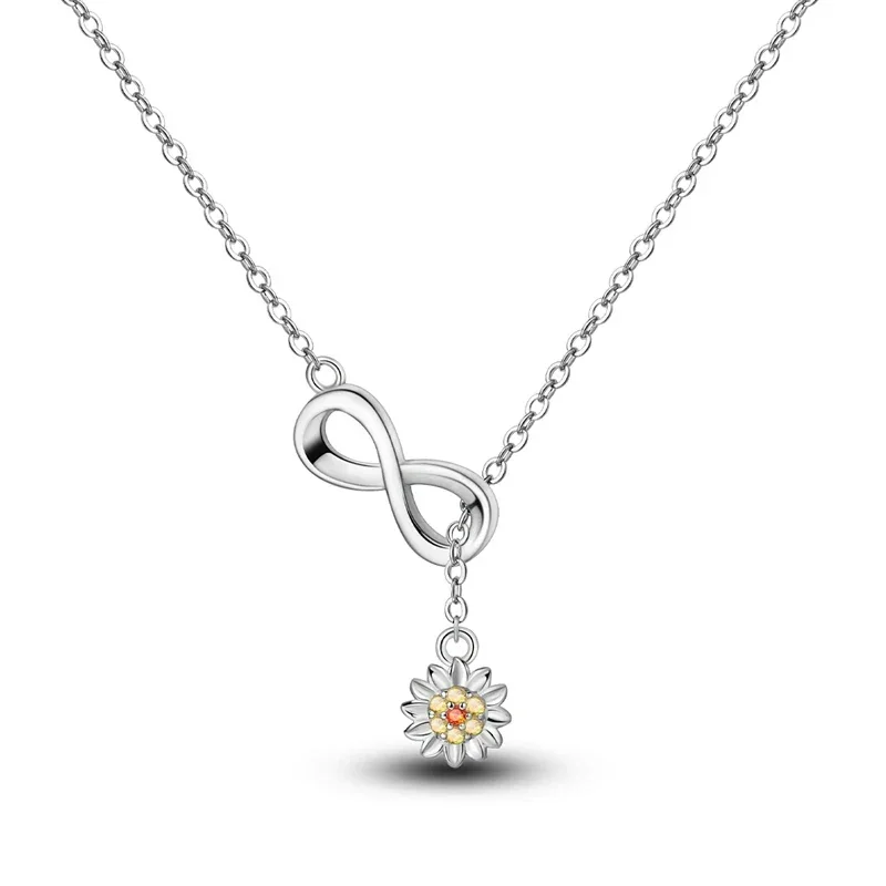 Endless Sunshine Sterling Silver Infinity Necklace With Sunflower - Image 4