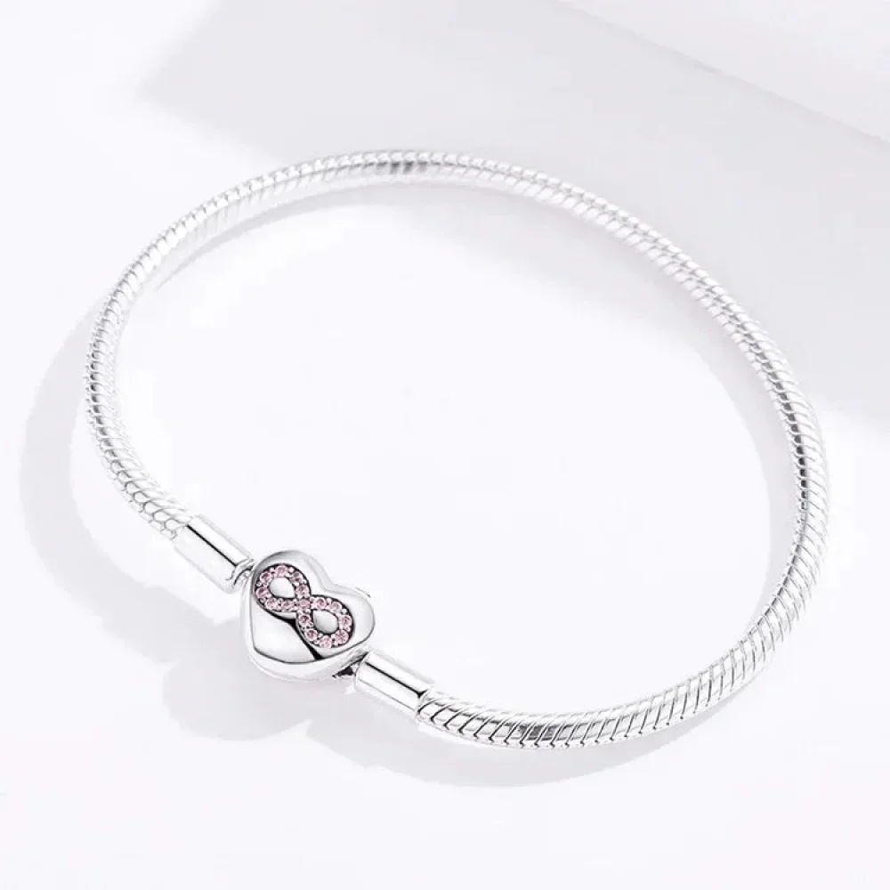 Sterling Silver Infinity Heart Bracelet with CZ - Image 5