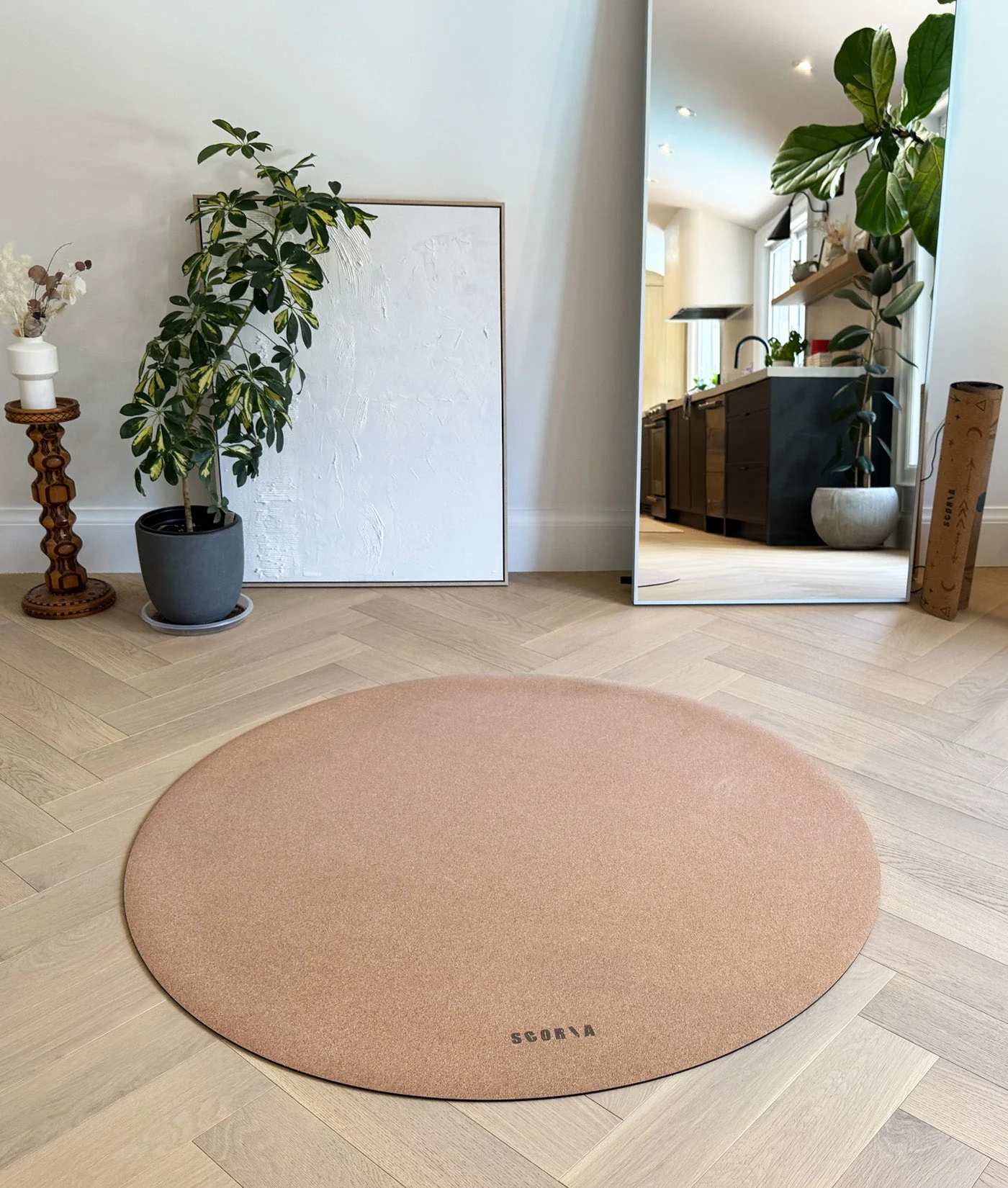 Essential Round Cork Yoga Mat | Multi-use | 53" dia - Image 4