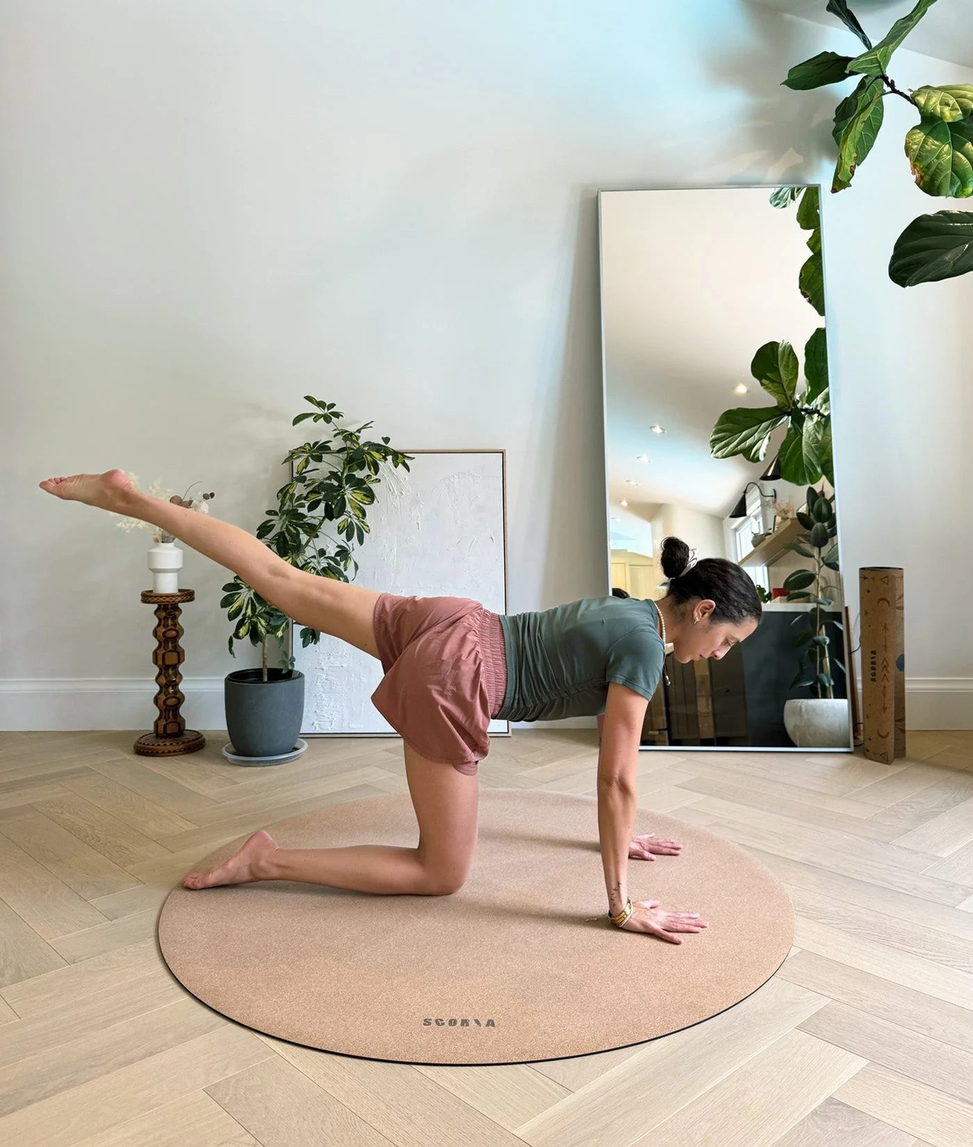 Essential Round Cork Yoga Mat | Multi-use | 53" dia - Image 5