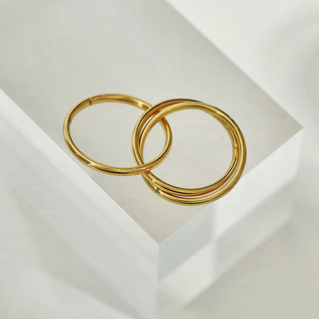 ESTELLA: Triple Banded Interconnected Stack Ring in Gold - Image 3