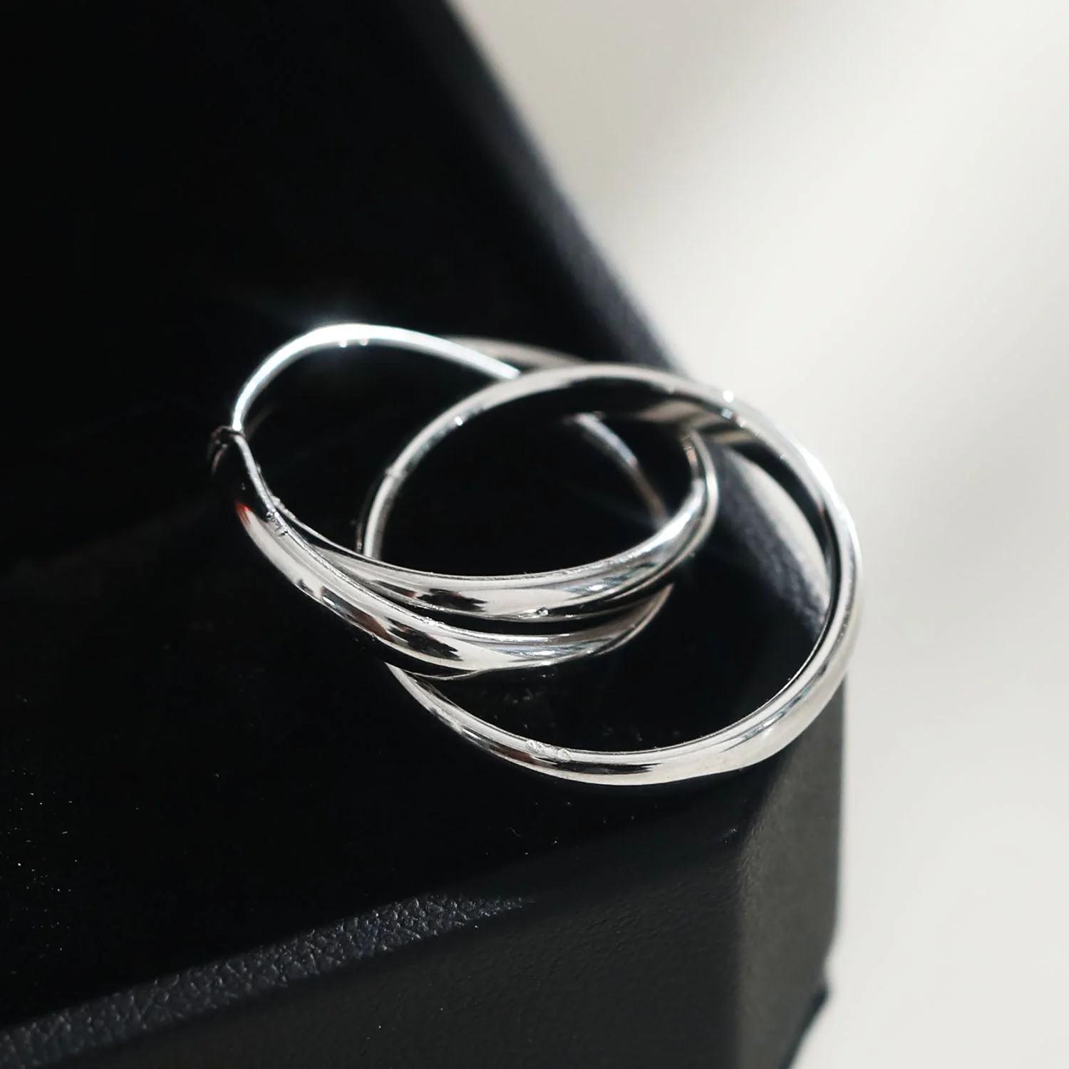 ESTELLA: Triple Banded Interconnected Stack Ring in Silver - Image 4