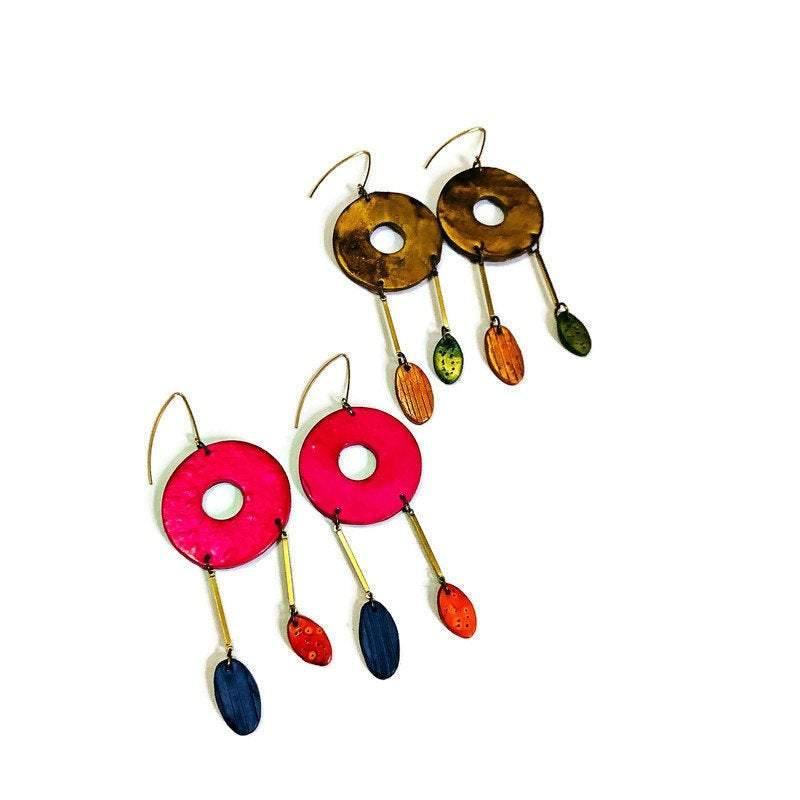 Extra Long Dangle Statement Earrings, Handmade – Oversized Drop Earrings - Image 5