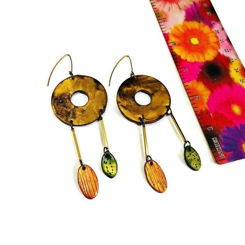 Extra Long Dangle Statement Earrings, Handmade – Oversized Drop Earrings - Image 8