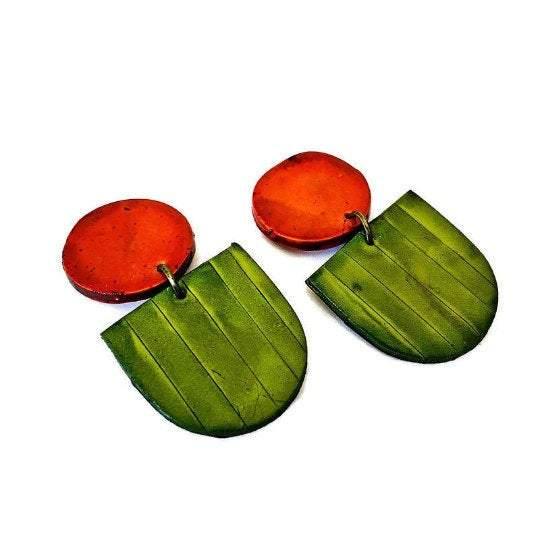 Fan Shaped Statement Earrings, Post or Clip On – "Emily" - Image 4