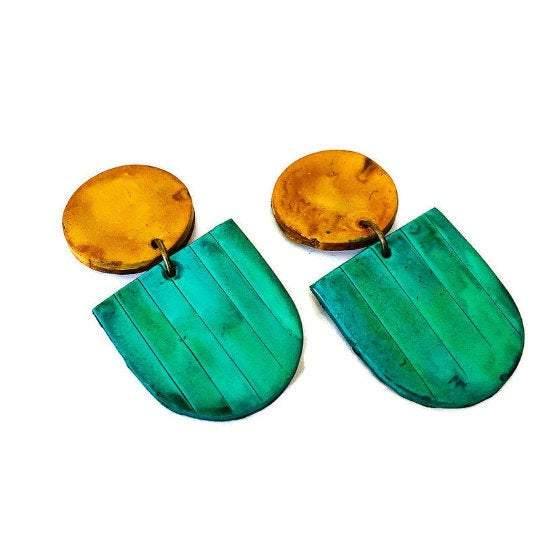 Fan Shaped Statement Earrings, Post or Clip On – "Emily" - Image 5
