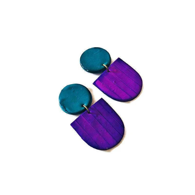 Fan Shaped Statement Earrings, Post or Clip On – "Emily" - Image 7