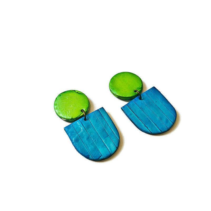 Fan Shaped Statement Earrings, Post or Clip On – "Emily" - Image 8