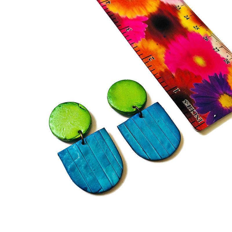 Fan Shaped Statement Earrings, Post or Clip On – "Emily" - Image 9